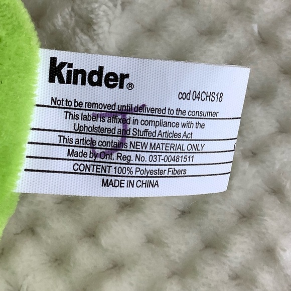 Kinder Surprise Plush Green Dragon Stuffed Animal Toy Embroidered Eyes - Picture 10 of 10